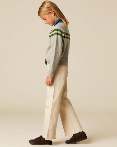 GRAY DOUBLE-STRIPE SWEATER