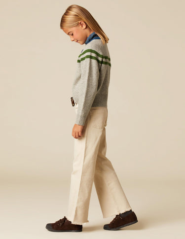 GRAY DOUBLE-STRIPE SWEATER