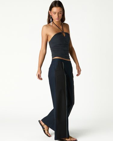 ANTHRACITE RUCHED HALTER TOP