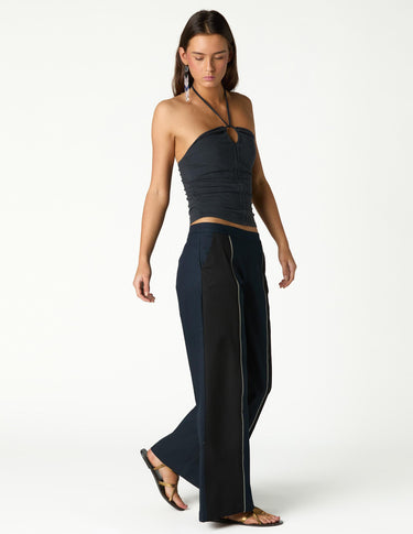 ANTHRACITE RUCHED HALTER TOP