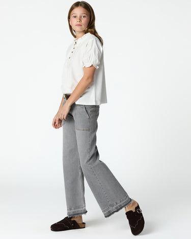 Light gray denim wide-leg jeans