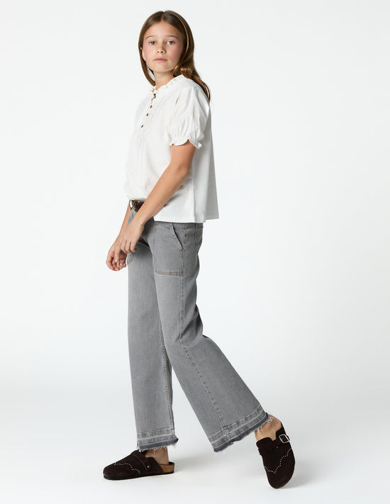 Light gray denim wide-leg jeans