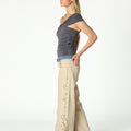 ASYMMETRIC RUCHED ANTHRACITE TOP