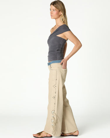ASYMMETRIC RUCHED ANTHRACITE TOP