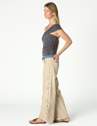 ASYMMETRIC RUCHED ANTHRACITE TOP