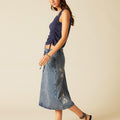 BLUE STUDDED DENIM SKIRT