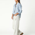 BLUE STRIPED PERKINS COLLAR SHIRT