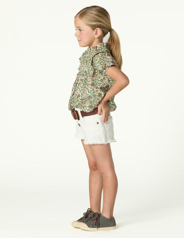 WHITE BUTTON SHORTS