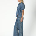BLUE DENIM YOKE WAVES SHIRT