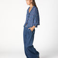 CAMISA VOLANTE JARETAS NIGHT GARDEN BLUE