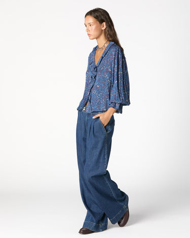 CAMISA VOLANTE JARETAS NIGHT GARDEN BLUE