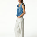 BLUE DENIM PATCHWORK TOP