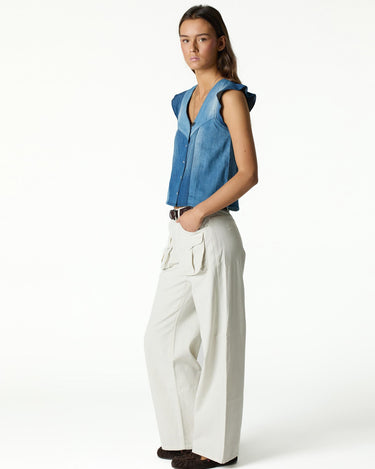 BLUE DENIM PATCHWORK TOP