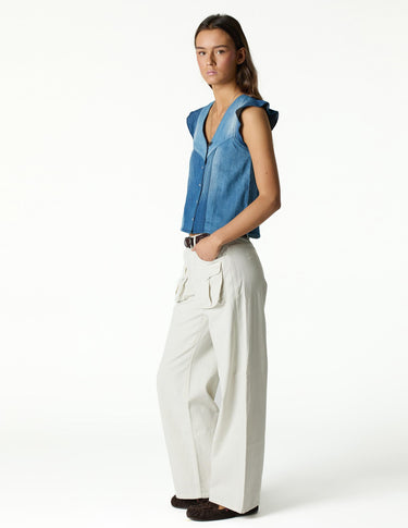 BLUE DENIM PATCHWORK TOP