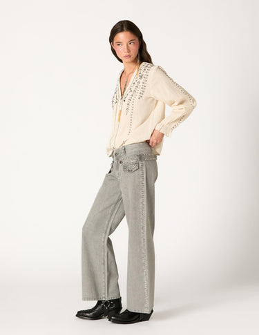 CAMISA  ECRU BORDADO BEADS