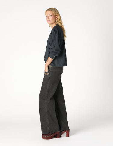 LACE DRAWSTRING SHIRT ANTHRACITE