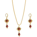 SQUARE GOLD/GARNET NECKLACE