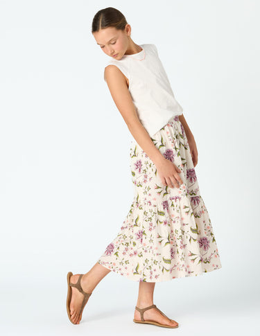INDIAN PRINT LONG SKIRT CAPPUCCINO