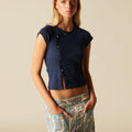 CAMISETA SNAP LATERAL AZUL
