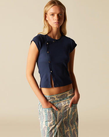 CAMISETA SNAP LATERAL AZUL