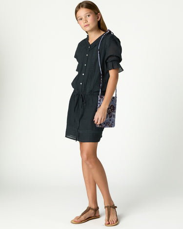 RUFFLED ANTHRACITE DRESS