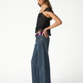 ANTHRACITE LACE CREPE TOP