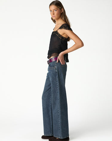 ANTHRACITE LACE CREPE TOP