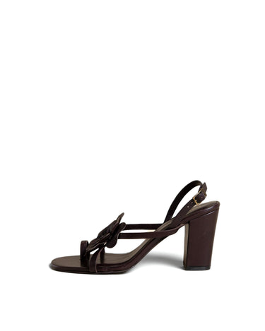 BROWN FLORAL HEEL SANDAL