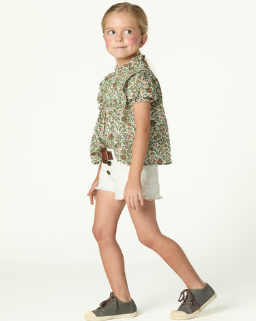 FLORAL PRINT SHIRT GREEN STITCHING