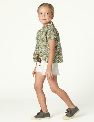 FLORAL PRINT SHIRT GREEN STITCHING