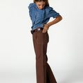 BROWN STRIPED DENIM TROUSERS