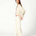 BRAIDED FRONT TROUSERS ECRU