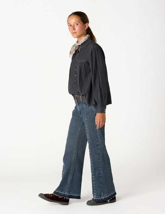 PANTALÓN DENIM DESFLECADO DARK BLUE