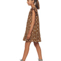 Brown ruffle sleeve dress