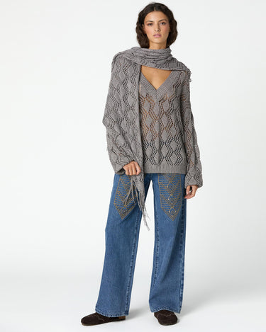 SILVER SHIMMER KNIT SHAWL