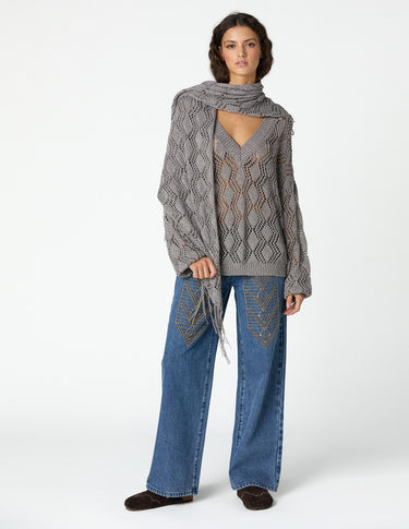 SILVER SHIMMER KNIT SHAWL