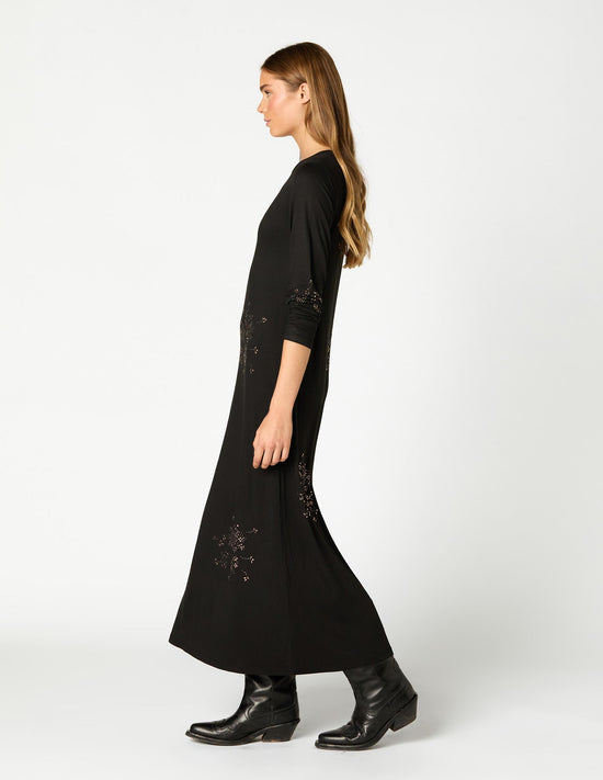 VESTIDO FLOR STRASS BLACK