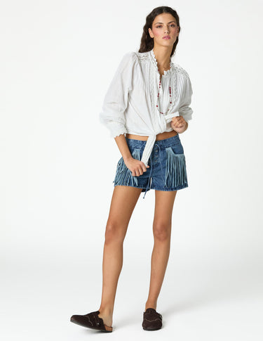 RAW DRAWSTRING LACE SHIRT