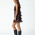 BURGUNDY FRINGE DRESS