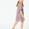 PUFF SLEEVE PIN TUCK OVERCAST DRESS