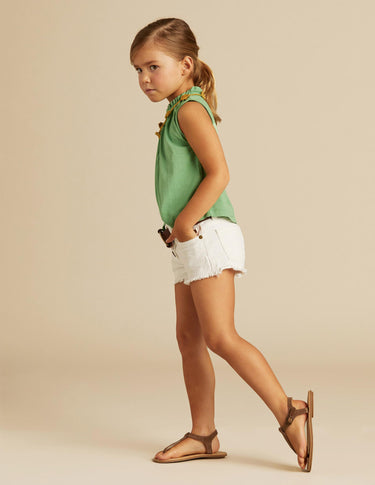 GATHERED NECK T-SHIRT GREEN