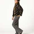 ANTHRACITE FLOWER BOMBER JACKET