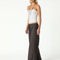 BROWN WAISTBAND TROUSERS WITH DRAWSTRING