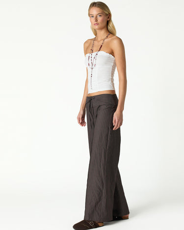 BROWN WAISTBAND TROUSERS WITH DRAWSTRING