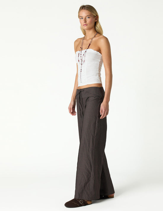 PANTALON CINTURILLA MARRON CORDON