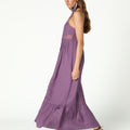 PURPLE DRAWSTRING STRAP DRESS