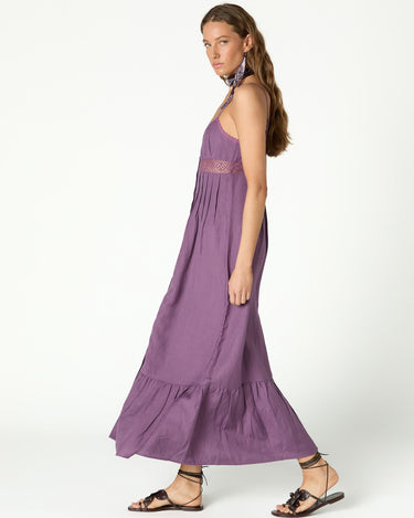 PURPLE DRAWSTRING STRAP DRESS