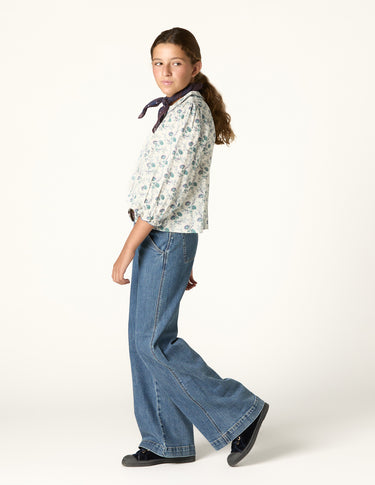 BRIGHT FLOWERS BLUE SHIRT