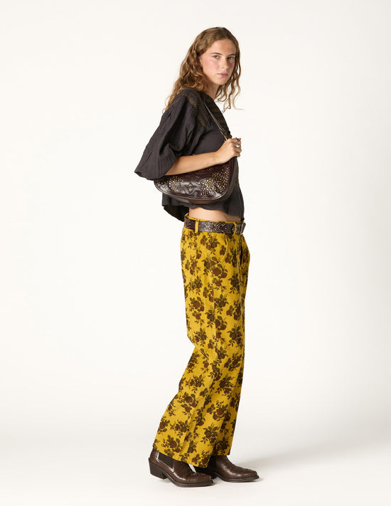 CURRY FLORAL CORDUROY PANTS