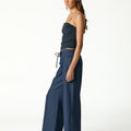 ANTHRACITE GATHERED NECKLINE T-SHIRT